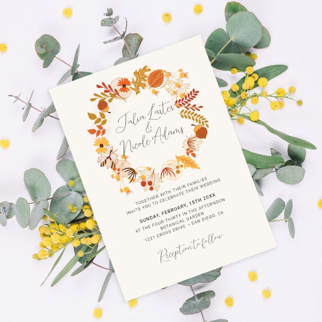 Boho Rustic Floral Herbst Falls Foto Hochzeit Einladung (Von Creator hochgeladen)