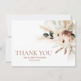 Boho Rustic Floral Mariage Carte de remerciements 