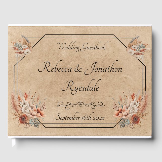 Boho Rustic Floral Mariage Livre d'invité (Recto)