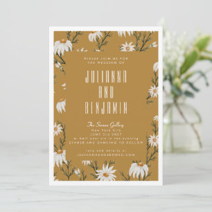 Boho Rustic Floral Mustard Yellow Wedding Einladung