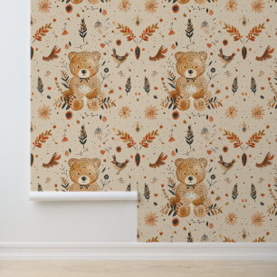 Boho Rustic Floral Teddy Bär mit Bow Tapete