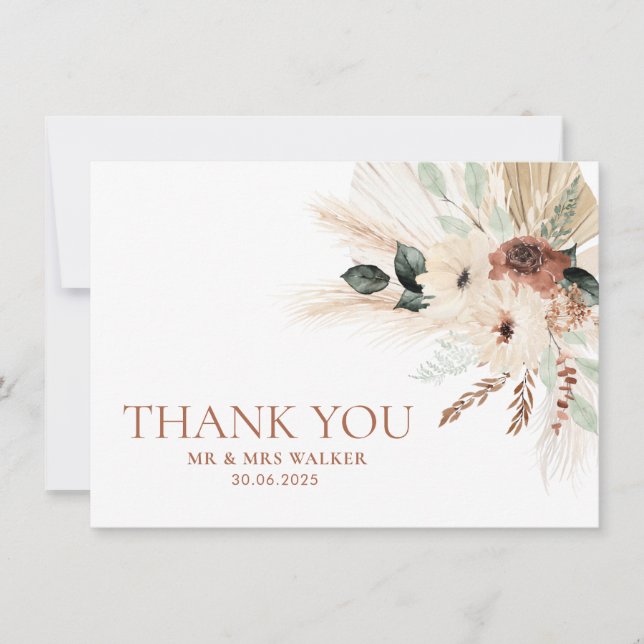 Boho Rustic Floral Wedding Danke Ihre Karte MAEVE (Vorderseite)