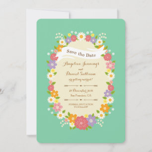 Boho Rustic Floral Wreath Wedding (Mint) Ankündigung