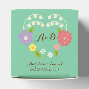 Boho Rustic Floral Wreath Wedding (Mint) Geschenkschachtel
