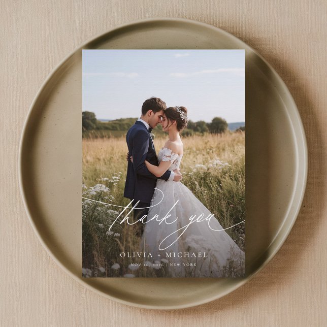 Boho Rustic Foto Wedding Dankeskarte (Von Creator hochgeladen)