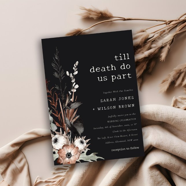 Boho Rustic Gothic Rust Black Botanical Wedding Einladung (Von Creator hochgeladen)