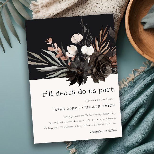 Boho Rustic Gothic Rust Black Botanical Wedding Einladung (Von Creator hochgeladen)