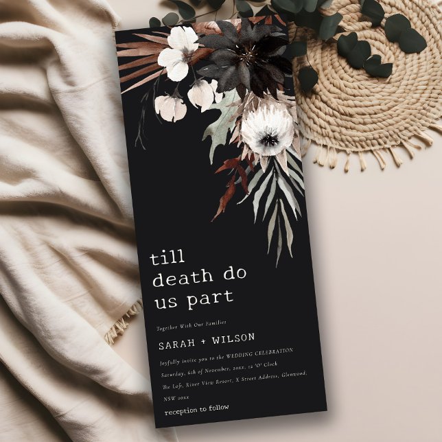 Boho Rustic Gothic Rust Black Botanical Wedding Einladung (Von Creator hochgeladen)