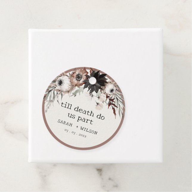 Boho Rustic Gothic Rust Black Botanical Wedding Geschenkanhänger (Beispiel)