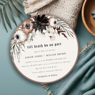 Boho Rustic Gothic Rust Black Botanical Wedding in Einladung