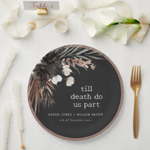 Boho Rustic Gothic Rust Black Botanical Wedding Pappteller