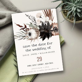 Boho Rustic Gothic Rust Black Botanical Wedding Save The Date