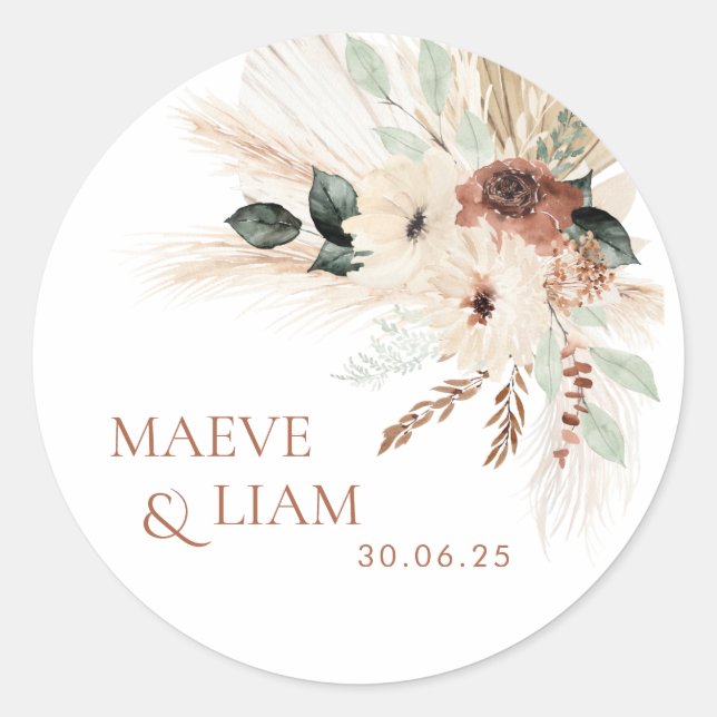 Boho Rustic Green Gastgeschenk Hochzeit Aufkleber (Vorderseite)