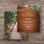 Boho Rustic Greenerity Budget Hochzeit Flyer<br><div class="desc">Boho Hochzeitseinladung bietet Aquarellgrün und Streichelleuchten auf rustikalem Holz.</div>