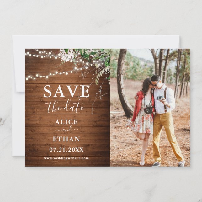 Boho Rustic Greenerity Wedding Foto Save the Date (Vorderseite)