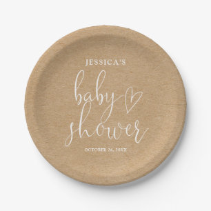 Boho Rustic Kraft Gender Neutral Baby Dusche Pappteller