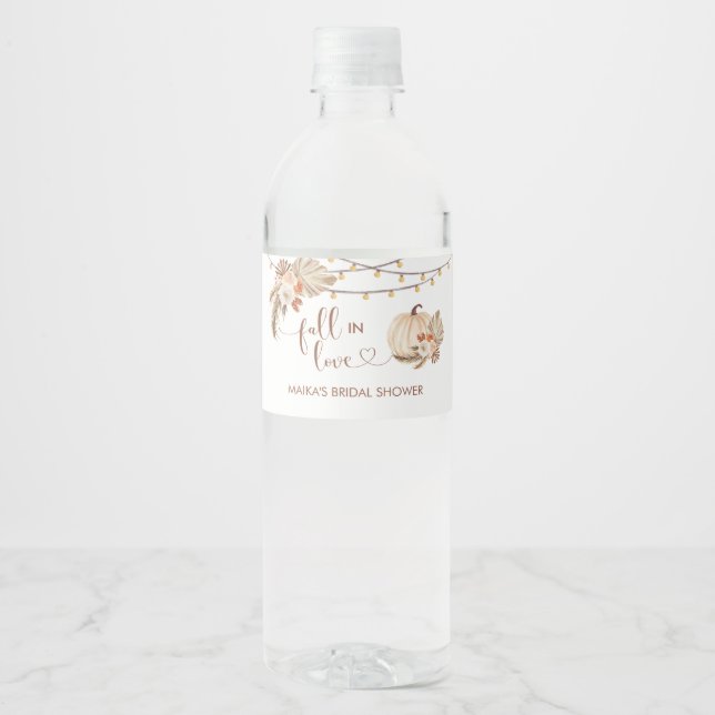 Boho Rustic Kürbis Fall in Love Wasserflasche (Vorderseite)