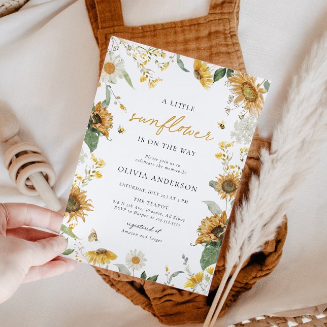 Boho Rustic Little Sunflower Bee Baby Dusche Einladung (Von Creator hochgeladen)