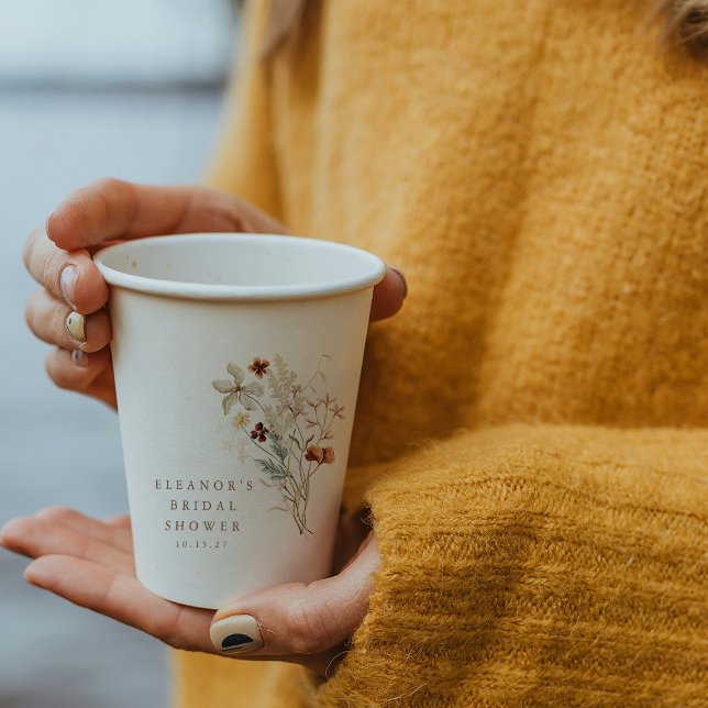 Boho Rustic Meadow Blume Brautparty Pappbecher (Von Creator hochgeladen)