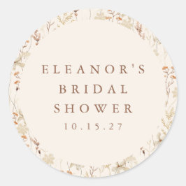 Boho Rustic Meadow Blume Brautparty Runder Aufkleber