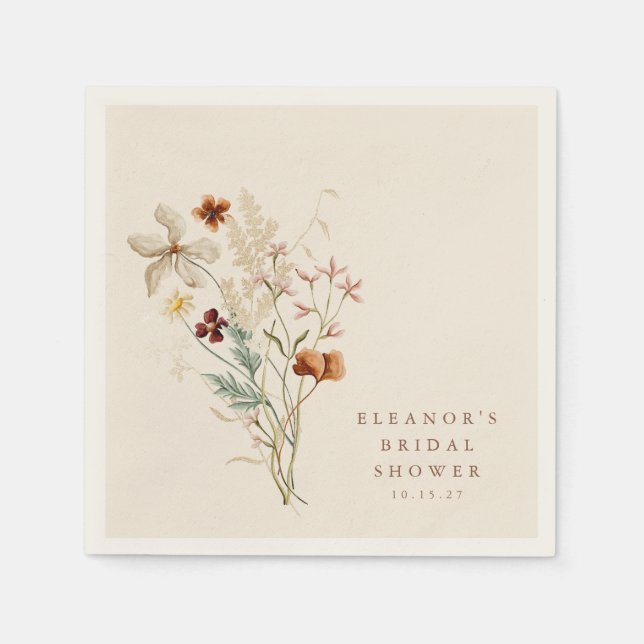 Boho Rustic Meadow Blume Brautparty Serviette (Vorderseite)