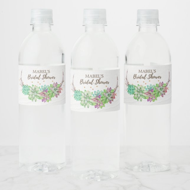 Boho Rustic Mint Floral Sukkuläres Brautparty (Flaschen)
