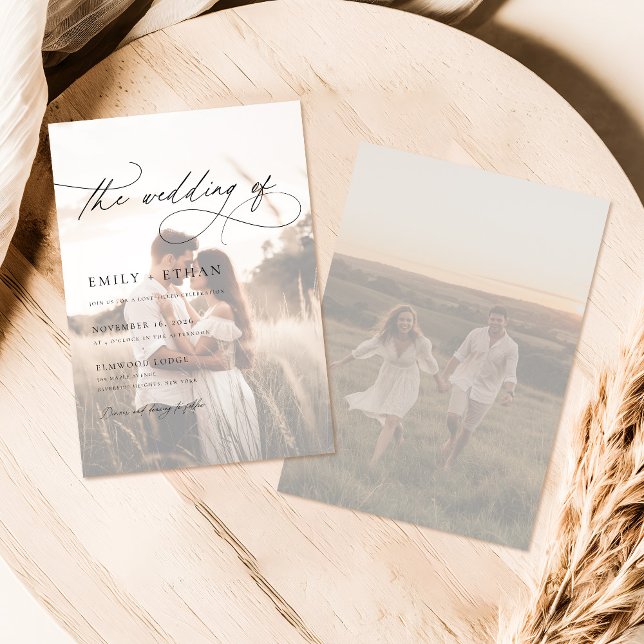 Boho Rustic Overlay Foto Wedding Einladung (Von Creator hochgeladen)