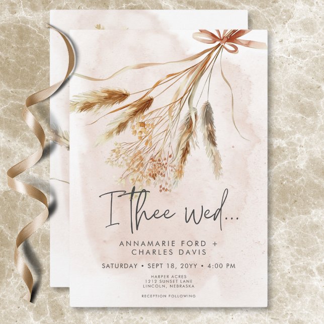 Boho Rustic Pampas & Dried Grass Bouquet Wedding Einladung (Boho Rustic Pampas & Dried Grass Bouquet Wedding Invitation)