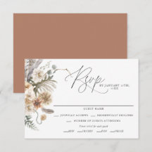 Boho Rustic Pampas Grass Wedding RSVP Card