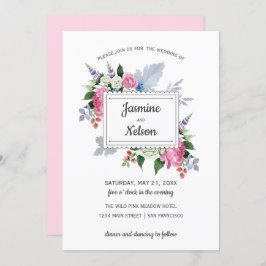 Boho Rustic Pink White Lavender Blume Hochzeit Einladung