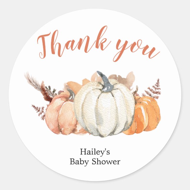 Boho Rustic Pumpkin Baby Dusche Danke Sticker (Vorderseite)