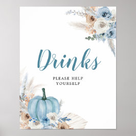 Boho Rustic Pumpkin Fall Babydusche Getränke Unter Poster