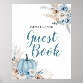 Boho Rustic Pumpkin Fall Guest Book Sign Poster