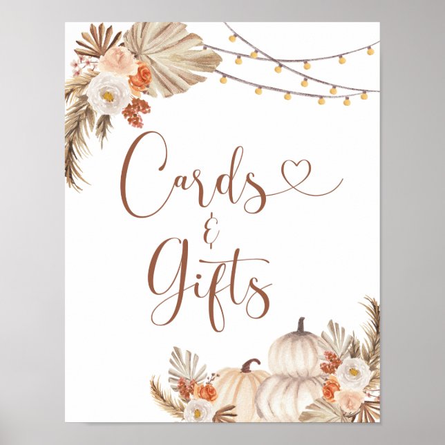 Boho Rustic Pumpkin Fall in Liebe Karten & Geschen Poster (Vorne)