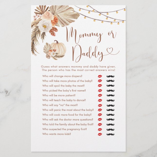 Boho Rustic Pumpkin Fall in Liebe Mommy oder Daddy (Vorderseite)