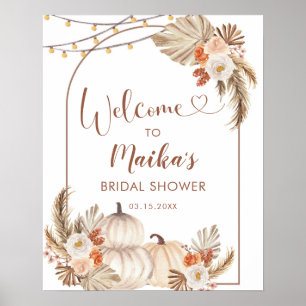 Boho Rustic Pumpkin Fall Liebe Willkommenszeichen Poster