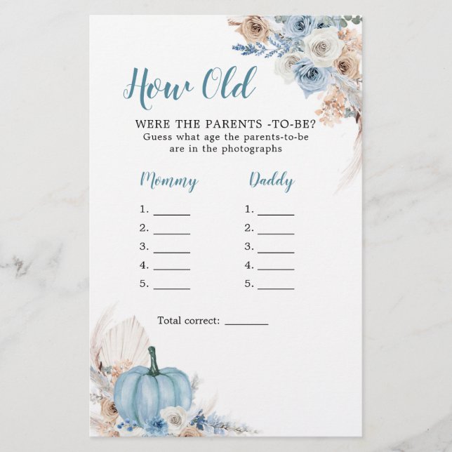 Boho Rustic Pumpkin Fall wie alt die Eltern (Vorderseite)