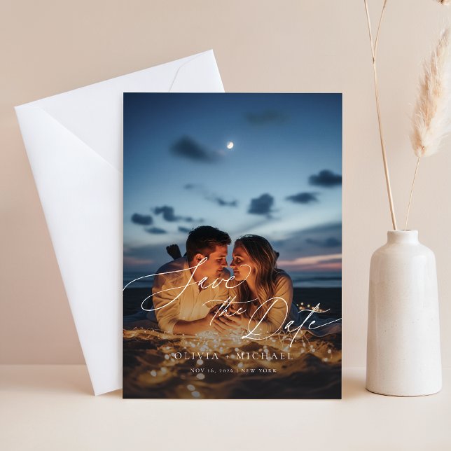 Boho Rustic QR Code Foto Wedding Save the Date Einladung (Von Creator hochgeladen)