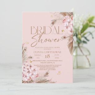 Boho Rustic Rose Pink Brautparty-Einladung Einladung