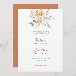 Boho Rustic Terracotta Hochzeit retten Datum Einladung