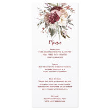 Boho Rustic Terracotta Peach Marsala Wedding Menu