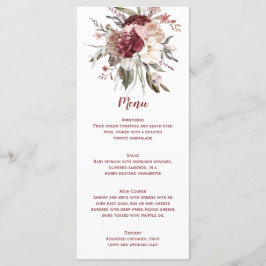 Boho Rustic Terracotta Peach Marsala Wedding Menu Menükarte