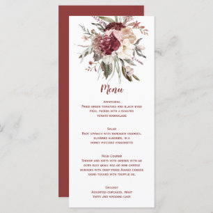 Boho Rustic Terracotta Peach Marsala Wedding Menu Menükarte