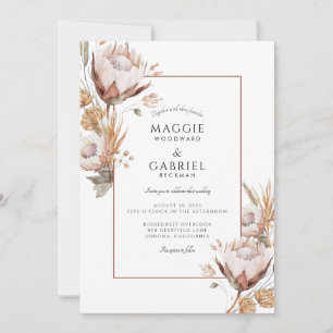 Boho Rustic Terracotta Wildblumen Hochzeit Einladung