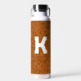 Boho Rustic Textured Wood braun personalisiert Trinkflasche