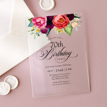 Boho Rustic Watercolor Floral 70. Geburtstagsparty