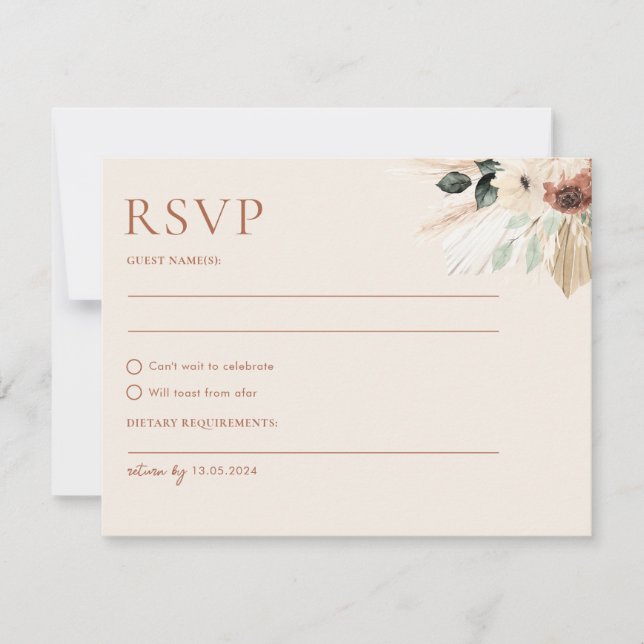 Boho Rustic Wedding RSVP Card Postcard Umschließun Karte (Vorderseite)