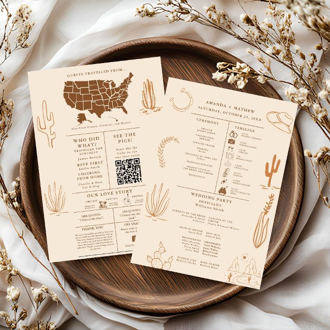 Boho Rustic Western Cowboy Wedding Info Graphic Einladung (Von Creator hochgeladen)