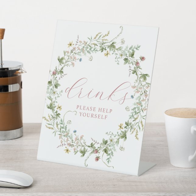 Boho Rustic Wildblumen Duschtrinker Unterschrift Sockelschild (In SItu)