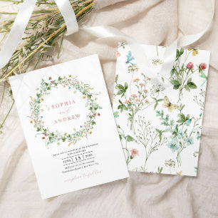 Boho Rustic Wildblumen Hochzeit Einladung